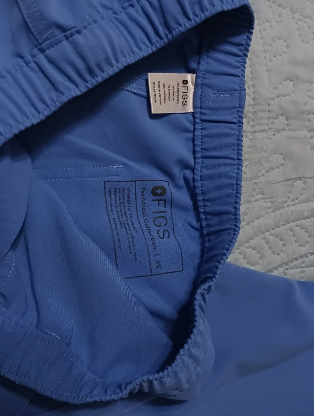Figs XS technical collection scrubs pants only ceil blue cargo pockets